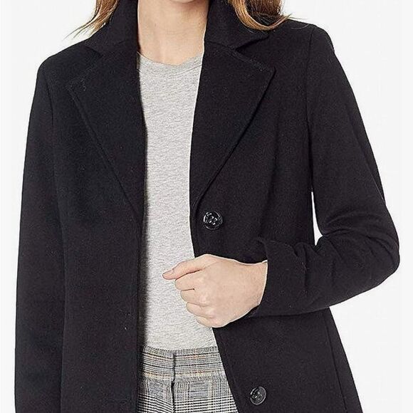 Calvin Klein Classic Wool Cashmere Blend Coat in Black NWT - Picture 3 of 4